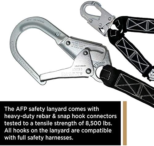 AFP 6FT כפול רגל פנימי סופג בטיחות סופג הגנה מפני שרוך עם שרד כפול של שקנאי וו-וו | OSHA ו- ANSI